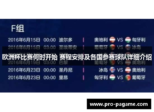 欧洲杯比赛何时开始 赛程安排及各国参赛球队详细介绍