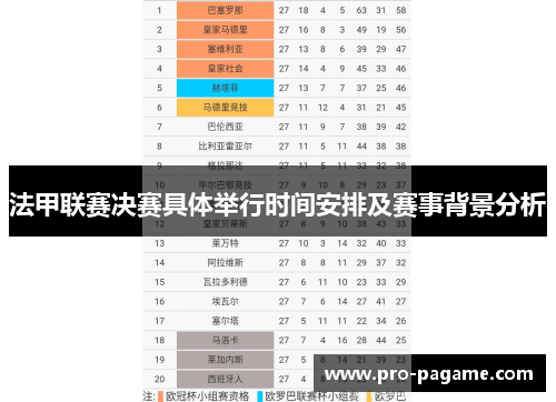 法甲联赛决赛具体举行时间安排及赛事背景分析 法甲联赛决赛具体举行时间安排及赛事背景分析