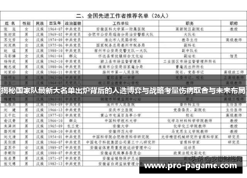 揭秘国家队最新大名单出炉背后的人选博弈与战略考量伤病取舍与未来布局